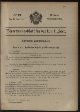 Kaiserlich-königliches Armee-Verordnungsblatt: Personal-Angelegenheiten 19020610 Seite: 1