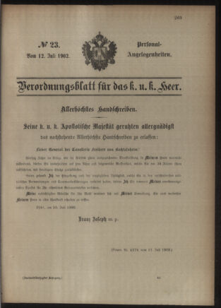 Kaiserlich-königliches Armee-Verordnungsblatt: Personal-Angelegenheiten 19020712 Seite: 1