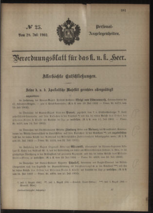 Kaiserlich-königliches Armee-Verordnungsblatt: Personal-Angelegenheiten 19020728 Seite: 1