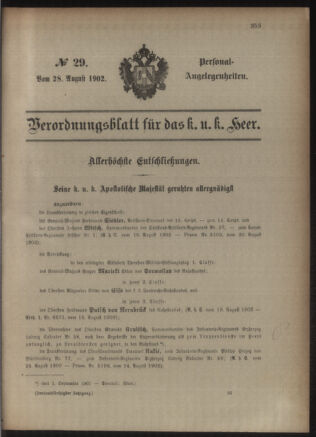 Kaiserlich-königliches Armee-Verordnungsblatt: Personal-Angelegenheiten 19020828 Seite: 1