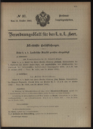 Kaiserlich-königliches Armee-Verordnungsblatt: Personal-Angelegenheiten 19021021 Seite: 1