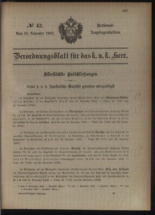 Kaiserlich-königliches Armee-Verordnungsblatt: Personal-Angelegenheiten 19021128 Seite: 1