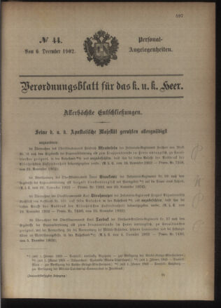 Kaiserlich-königliches Armee-Verordnungsblatt: Personal-Angelegenheiten 19021206 Seite: 1