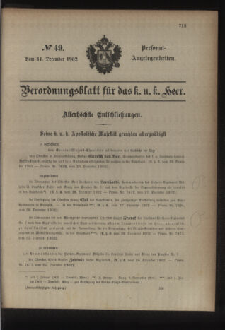 Kaiserlich-königliches Armee-Verordnungsblatt: Personal-Angelegenheiten 19021231 Seite: 1