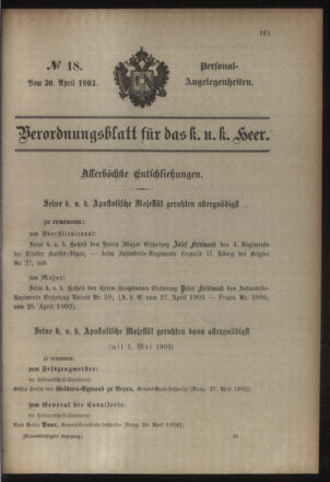 Kaiserlich-königliches Armee-Verordnungsblatt: Personal-Angelegenheiten 19030430 Seite: 17