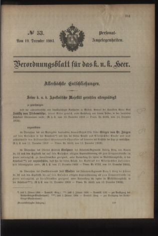 Kaiserlich-königliches Armee-Verordnungsblatt: Personal-Angelegenheiten 19031219 Seite: 1