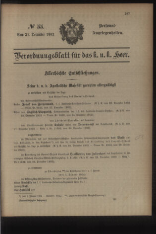 Kaiserlich-königliches Armee-Verordnungsblatt: Personal-Angelegenheiten 19031231 Seite: 1