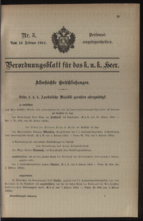 Kaiserlich-königliches Armee-Verordnungsblatt: Personal-Angelegenheiten 19040210 Seite: 1