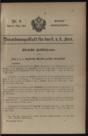 Kaiserlich-königliches Armee-Verordnungsblatt: Personal-Angelegenheiten 19040312 Seite: 1