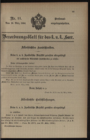 Kaiserlich-königliches Armee-Verordnungsblatt: Personal-Angelegenheiten 19040326 Seite: 1