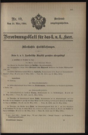 Kaiserlich-königliches Armee-Verordnungsblatt: Personal-Angelegenheiten