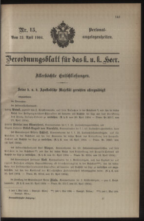 Kaiserlich-königliches Armee-Verordnungsblatt: Personal-Angelegenheiten 19040423 Seite: 1