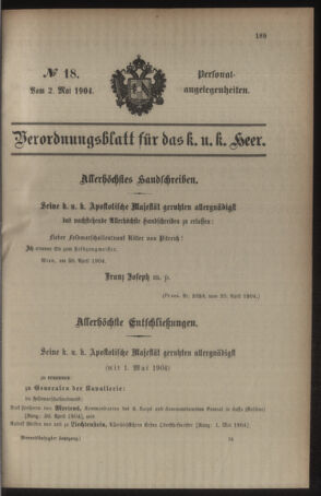 Kaiserlich-königliches Armee-Verordnungsblatt: Personal-Angelegenheiten 19040502 Seite: 17