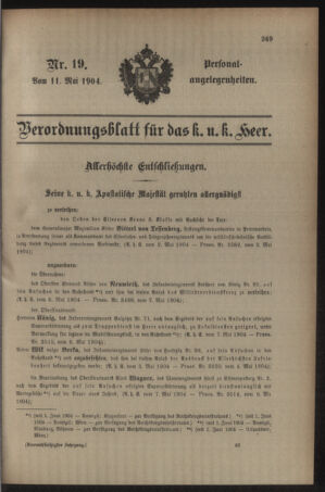 Kaiserlich-königliches Armee-Verordnungsblatt: Personal-Angelegenheiten 19040511 Seite: 1