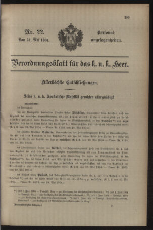 Kaiserlich-königliches Armee-Verordnungsblatt: Personal-Angelegenheiten 19040531 Seite: 1