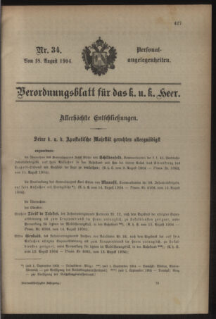 Kaiserlich-königliches Armee-Verordnungsblatt: Personal-Angelegenheiten 19040818 Seite: 31