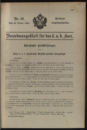 Kaiserlich-königliches Armee-Verordnungsblatt: Personal-Angelegenheiten 19041028 Seite: 1