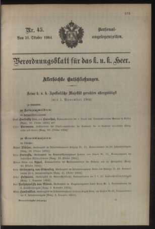 Kaiserlich-königliches Armee-Verordnungsblatt: Personal-Angelegenheiten 19041031 Seite: 25