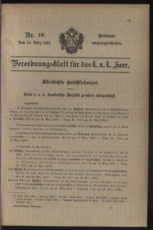 Kaiserlich-königliches Armee-Verordnungsblatt: Personal-Angelegenheiten 19050324 Seite: 1