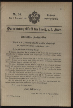 Kaiserlich-königliches Armee-Verordnungsblatt: Personal-Angelegenheiten