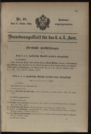 Kaiserlich-königliches Armee-Verordnungsblatt: Personal-Angelegenheiten 19051031 Seite: 21