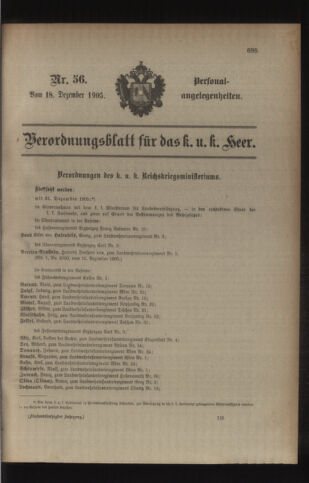 Kaiserlich-königliches Armee-Verordnungsblatt: Personal-Angelegenheiten 19051218 Seite: 11