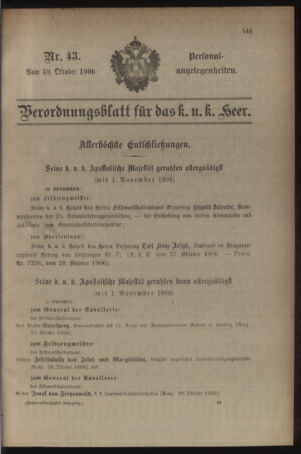 Kaiserlich-königliches Armee-Verordnungsblatt: Personal-Angelegenheiten 19061030 Seite: 21