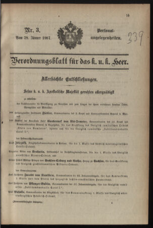 Kaiserlich-königliches Armee-Verordnungsblatt: Personal-Angelegenheiten 19070128 Seite: 1