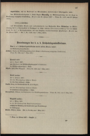 Kaiserlich-königliches Armee-Verordnungsblatt: Personal-Angelegenheiten 19070308 Seite: 3