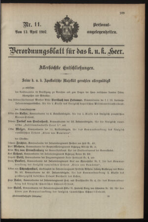 Kaiserlich-königliches Armee-Verordnungsblatt: Personal-Angelegenheiten 19070413 Seite: 1