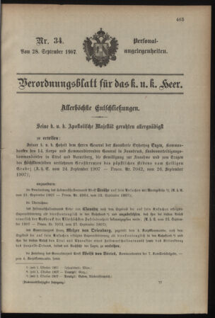 Kaiserlich-königliches Armee-Verordnungsblatt: Personal-Angelegenheiten