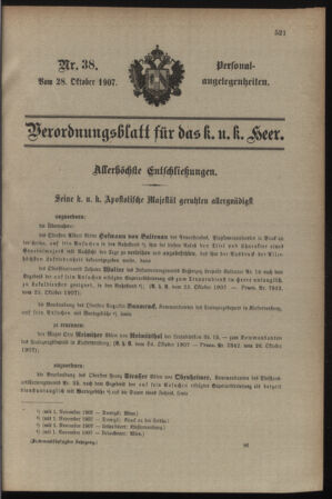 Kaiserlich-königliches Armee-Verordnungsblatt: Personal-Angelegenheiten 19071028 Seite: 1