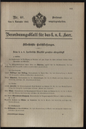 Kaiserlich-königliches Armee-Verordnungsblatt: Personal-Angelegenheiten 19071108 Seite: 1