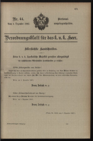 Kaiserlich-königliches Armee-Verordnungsblatt: Personal-Angelegenheiten