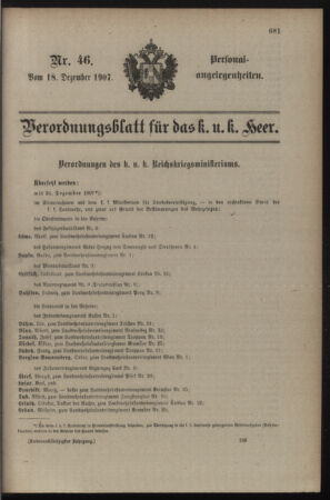 Kaiserlich-königliches Armee-Verordnungsblatt: Personal-Angelegenheiten