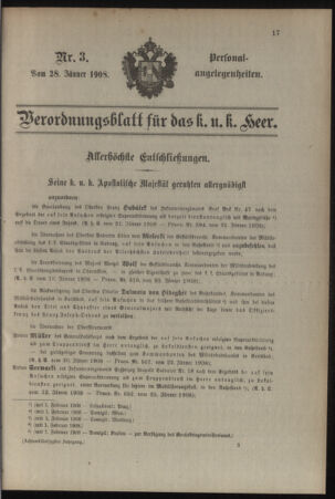 Kaiserlich-königliches Armee-Verordnungsblatt: Personal-Angelegenheiten 19080128 Seite: 1