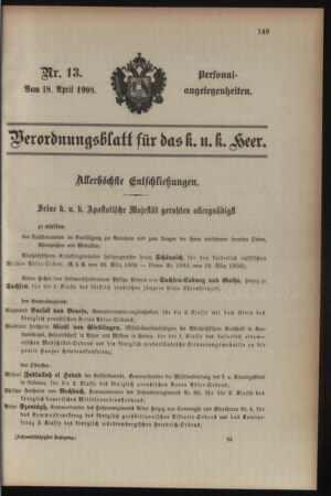 Kaiserlich-königliches Armee-Verordnungsblatt: Personal-Angelegenheiten 19080418 Seite: 1