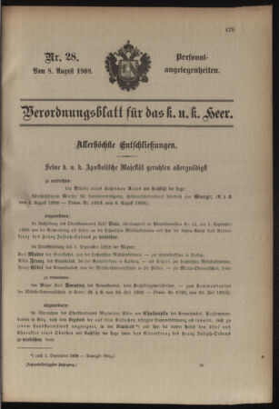 Kaiserlich-königliches Armee-Verordnungsblatt: Personal-Angelegenheiten 19080808 Seite: 1