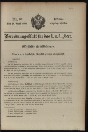 Kaiserlich-königliches Armee-Verordnungsblatt: Personal-Angelegenheiten 19080818 Seite: 75