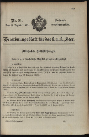 Kaiserlich-königliches Armee-Verordnungsblatt: Personal-Angelegenheiten 19081218 Seite: 1