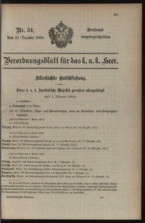 Kaiserlich-königliches Armee-Verordnungsblatt: Personal-Angelegenheiten 19081231 Seite: 1