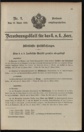 Kaiserlich-königliches Armee-Verordnungsblatt: Personal-Angelegenheiten 19090118 Seite: 1