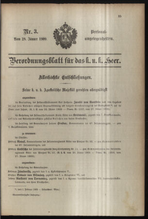 Kaiserlich-königliches Armee-Verordnungsblatt: Personal-Angelegenheiten 19090128 Seite: 1