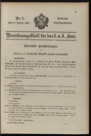 Kaiserlich-königliches Armee-Verordnungsblatt: Personal-Angelegenheiten 19090218 Seite: 1