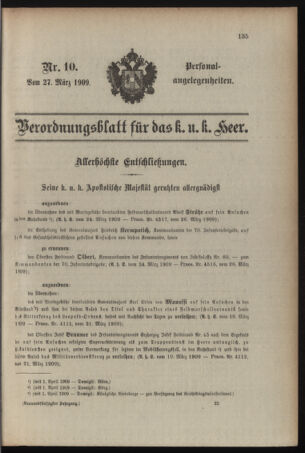 Kaiserlich-königliches Armee-Verordnungsblatt: Personal-Angelegenheiten 19090327 Seite: 1