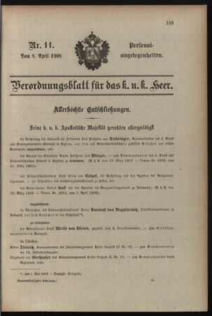 Kaiserlich-königliches Armee-Verordnungsblatt: Personal-Angelegenheiten 19090408 Seite: 1