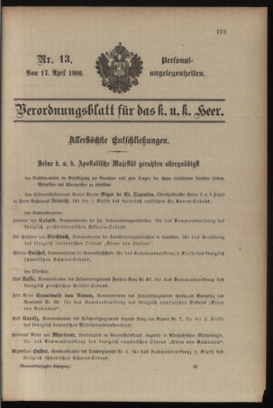 Kaiserlich-königliches Armee-Verordnungsblatt: Personal-Angelegenheiten 19090417 Seite: 3