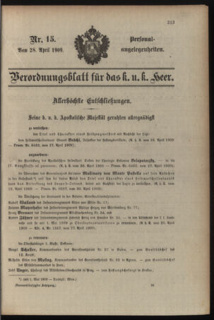 Kaiserlich-königliches Armee-Verordnungsblatt: Personal-Angelegenheiten 19090428 Seite: 1