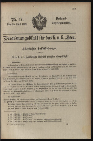 Kaiserlich-königliches Armee-Verordnungsblatt: Personal-Angelegenheiten 19090428 Seite: 111