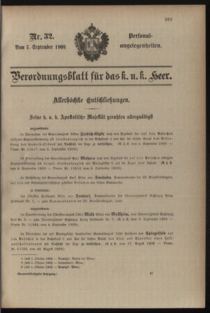 Kaiserlich-königliches Armee-Verordnungsblatt: Personal-Angelegenheiten 19090907 Seite: 1